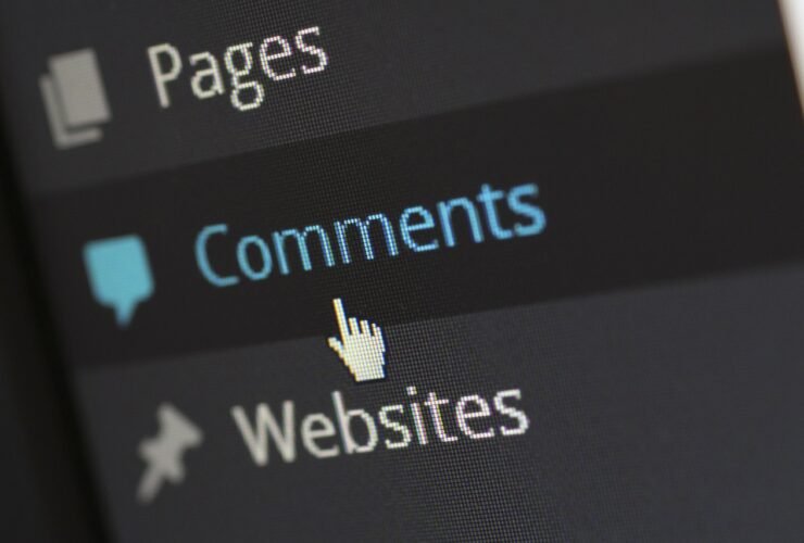 Menüleiste mit den Einträgen Pages, Comments und Websites