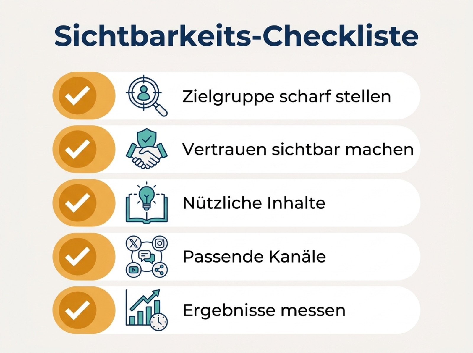 Sichtbarkeits-Checkliste für Spezialisten-Themen mit fünf Schritten